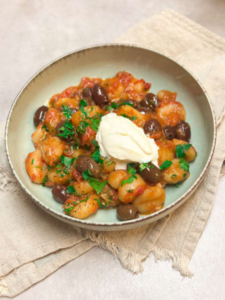 gnocchi puttanesca med mascarpone